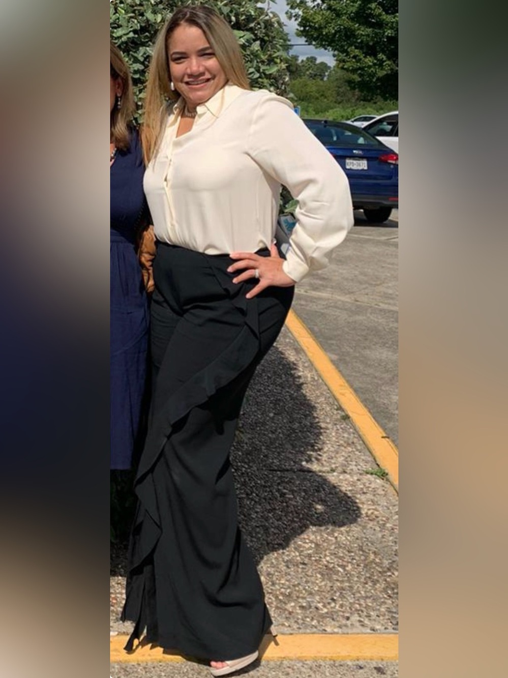 Jonathan Simkhai Black Ruffle Wide-Leg Pants